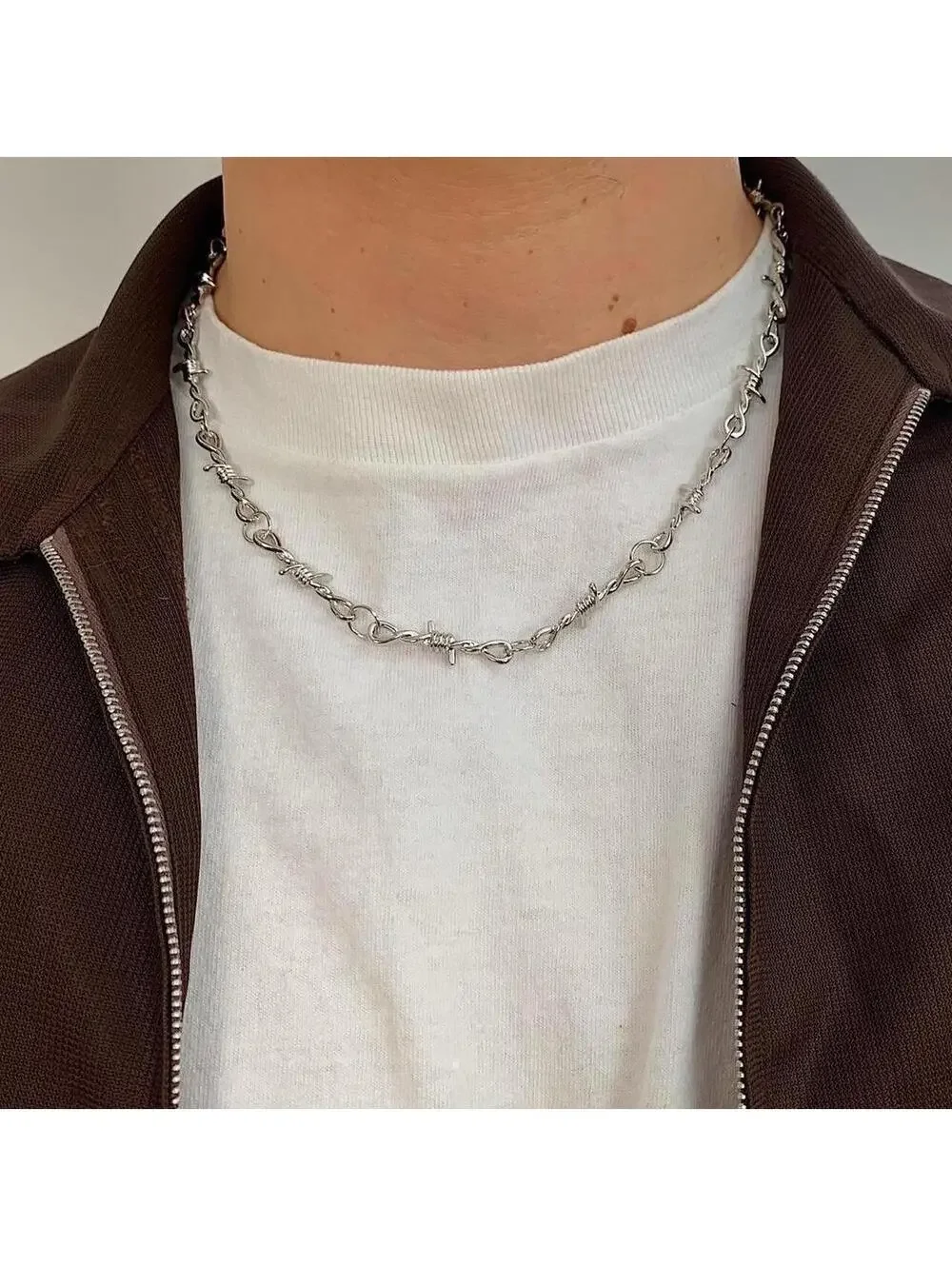 Cyber Y2k barbwire opium punk style necklace. Cool design. Nice quality. Chain